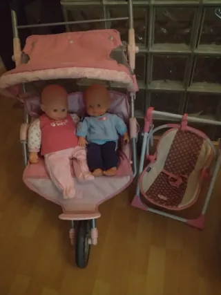 Conjunto silla paseo gemelar, bebes, hamaca y arma