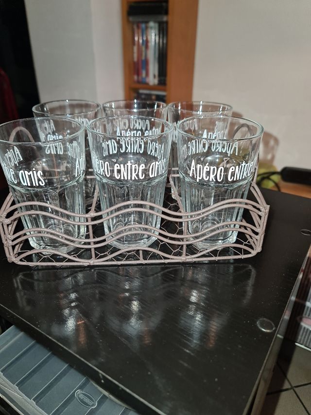 6 bicchieri vetro con contenitore