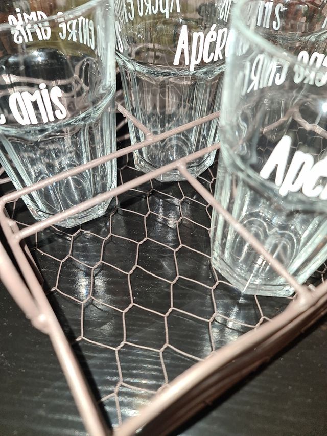 6 bicchieri vetro con contenitore