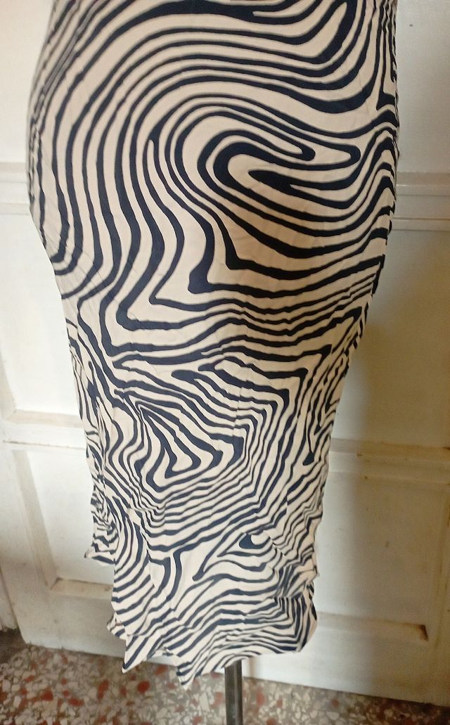 Gonna longuette vintage anni 80 beige nero zebra M