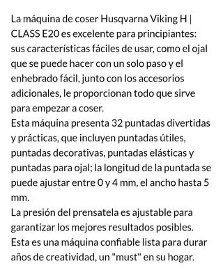 Maquina de coser Husqvarna E20