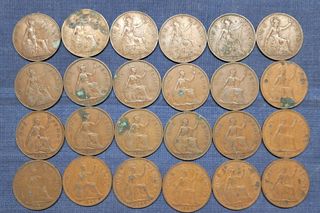 Lote monedas 1 penique inglesas