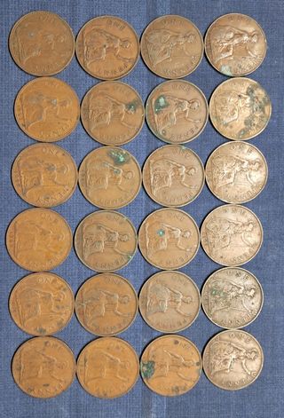 Lote monedas 1 penique inglesas