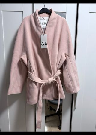 Abrigo rosa Zara mezcla lana manteco ZW collection