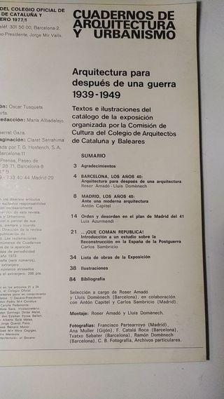Arquitectura para después de una guerra 1939-1949