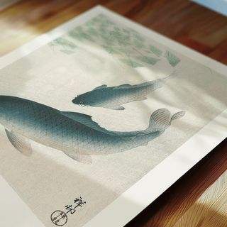 POSTER CARPA KOI ILUSTRACION JAPONESA VINTAGE