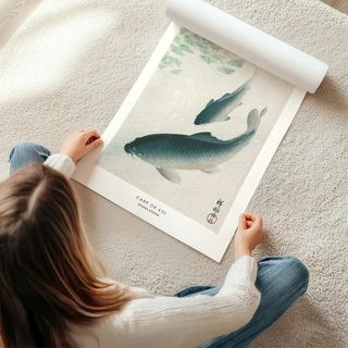 POSTER CARPA KOI ILUSTRACION JAPONESA VINTAGE