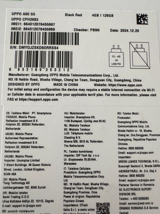 Teléfono Móvil OPPO A60 5G 4GB 128 GB