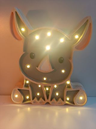 Luminária Abajur Candeeiro Rinoceronte em pinho