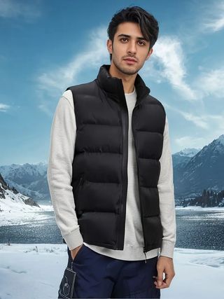 Chaleco Abrigo Hombre Talla L Negro
