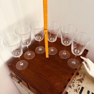Juego de 6 Copas de Vino Cristal Vintage Retro
