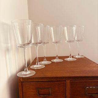 Juego de 6 Copas de Vino Cristal Vintage Retro