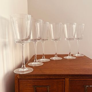 Juego de 6 Copas de Vino Cristal Vintage Retro
