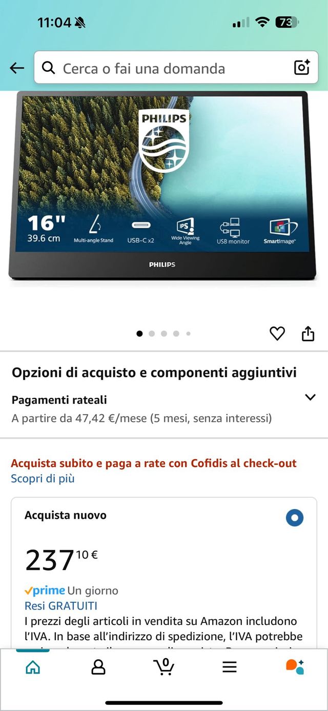 Philips 16B1P3302D  Monitor USBC portatile