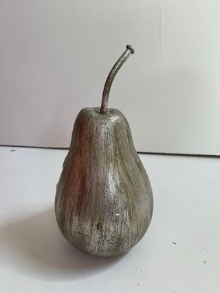 Adornos manzana y pera plateadas con cristalitos