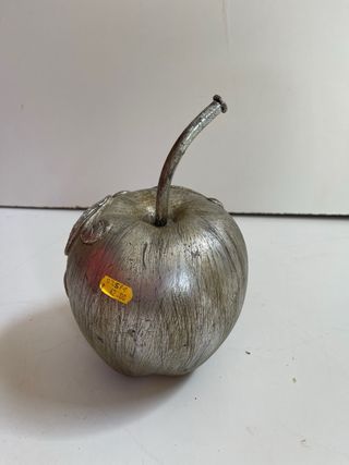 Adornos manzana y pera plateadas con cristalitos