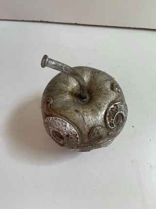 Adornos manzana y pera plateadas con cristalitos