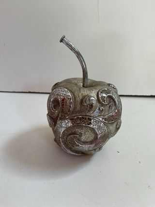 Adornos manzana y pera plateadas con cristalitos