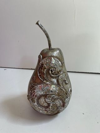 Adornos manzana y pera plateadas con cristalitos