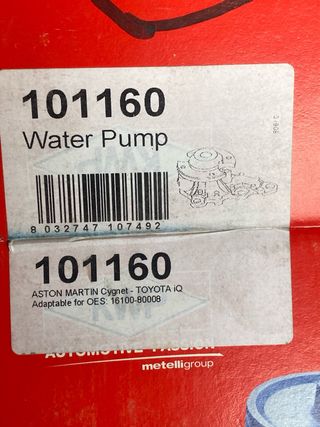 Bomba de agua toyota  IQ AJ1; Cygnet Motores 1.33;
