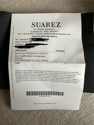 Anillo compromiso SUAREZ oro blanco 18k diamantes