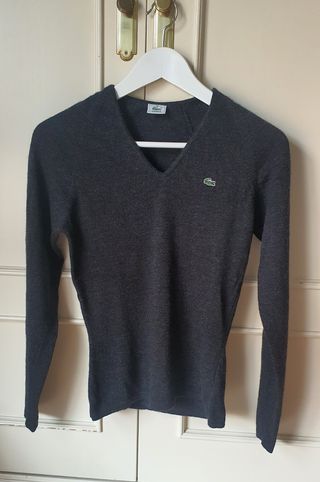 Lacoste. Jersey pico lana negro.