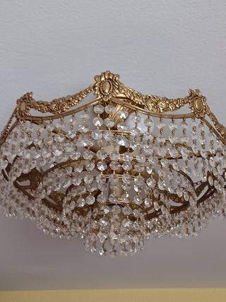 2 Lámparas salón cristales vintage