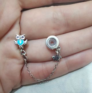 Cadena seguridad Búho Suerte pulsera Pandora Plata