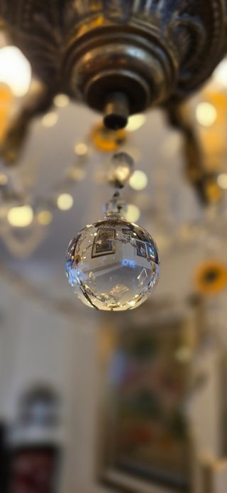 Antigua lámpara de bronce y cristal