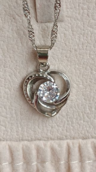 Collar plata Colgante corazón circonita