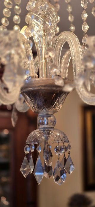 Antigua lámpara de bronce y cristal