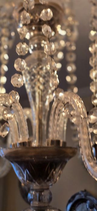 Antigua lámpara de bronce y cristal