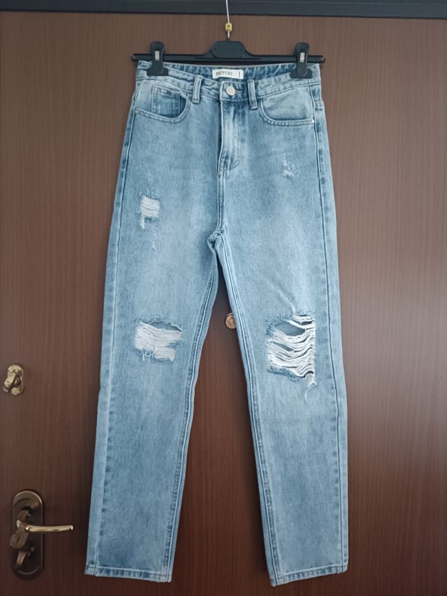 Jeans Heycio cropped strappati tg XS
