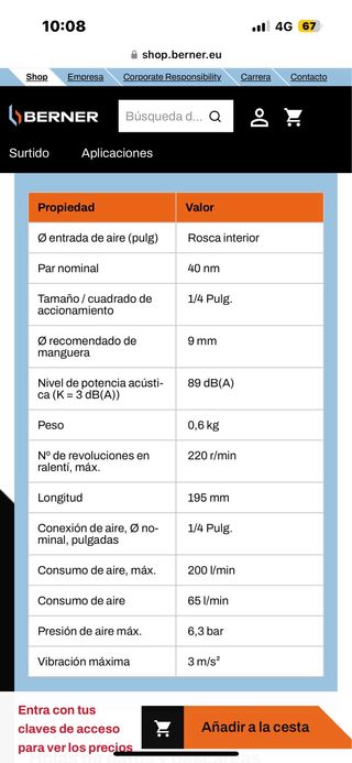 Carraca neumatica berner