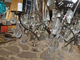 Lampadario Barocco in Ottone con Cristalli