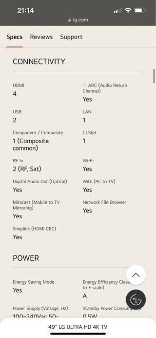 TELEVISION LG 49 PULGADAS TV