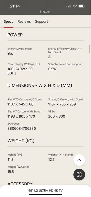 TELEVISION LG 49 PULGADAS TV