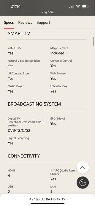 TELEVISION LG 49 PULGADAS TV