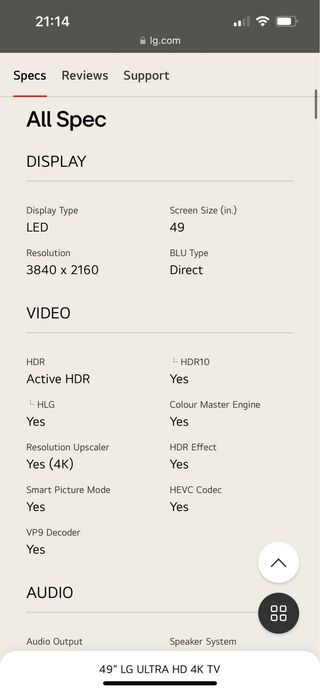 TELEVISION LG 49 PULGADAS TV