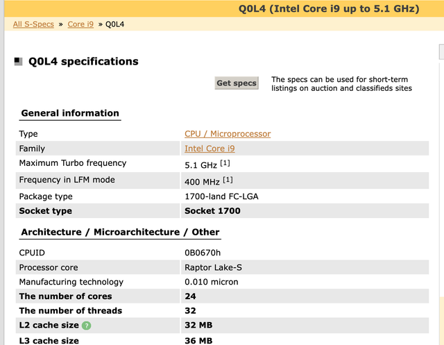 Core i9 13900 5.1Ghz ES2 Q0L4