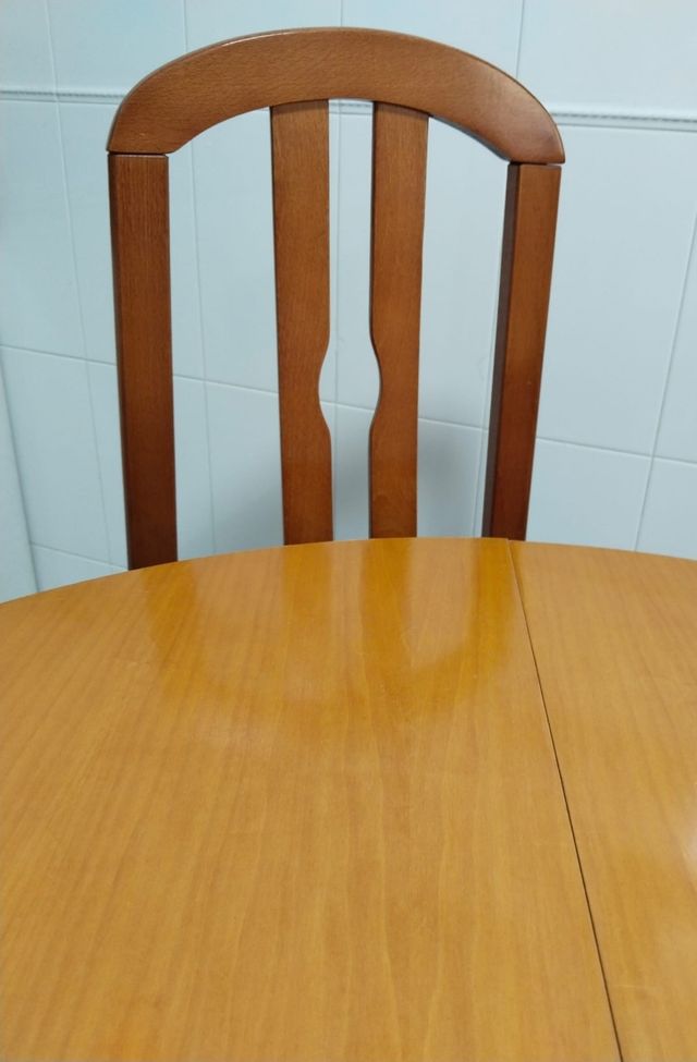 Mesa madera redonda 90 cm extensible 120 cm