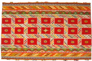 220x158 ANTICO Kilim Shiraz Colore Rosso Ruggine