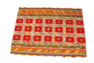 220x158 ANTICO Kilim Shiraz Colore Rosso Ruggine
