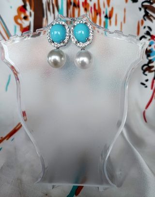 PENDIENTES DE PERLAS TURQUESAS FANTASIA