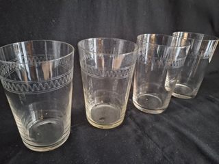 4 vasos agua esmerilados