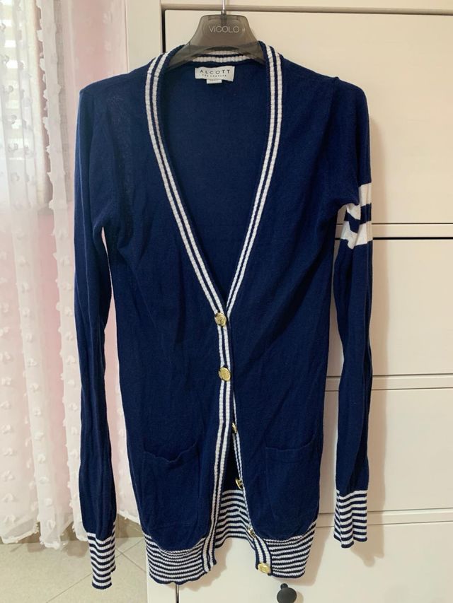 Cardigan blu effetto marittimo