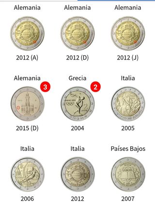Monedas 2 euros conmemorativas