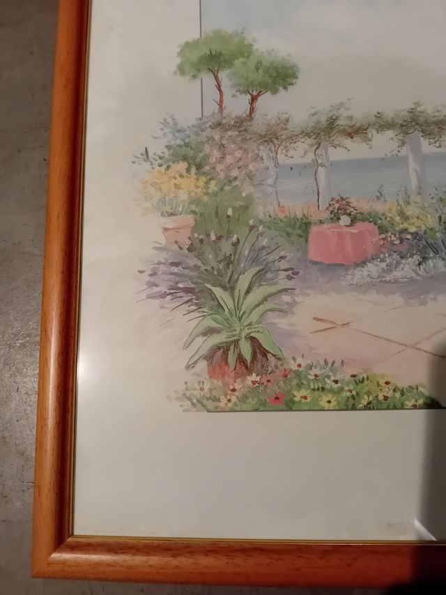 Quadro con cornice in legno e vetro 53x43cm