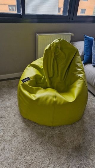 Puf pera polipiel verde pistacho XL