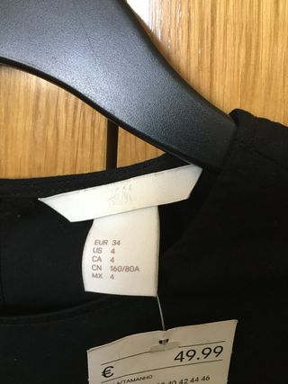 Blusa mujer negra 34 nueva HM
